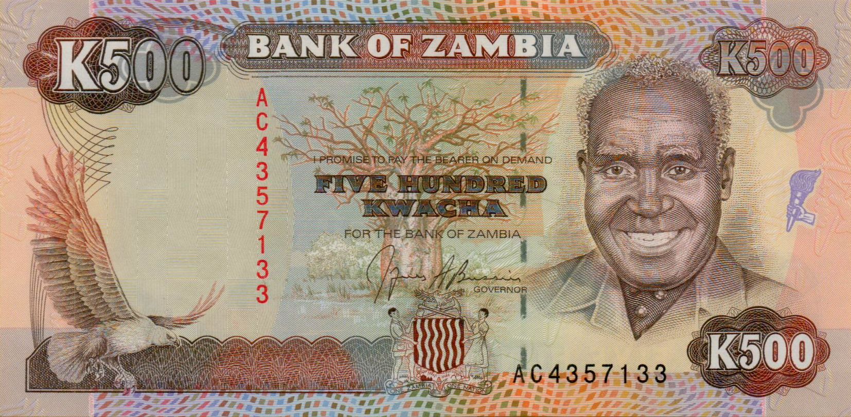 Zambia 500 1991 UNC P-35